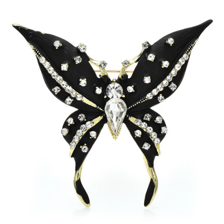 Broche Papillon Noir et Or Détails