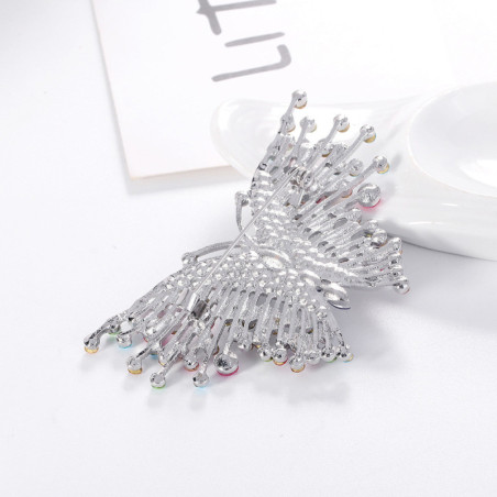 Broche Papillon aux ailes perlées et colorées de strass Vue Arrière