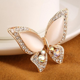 Broche Papillon émail Cristal et Strass Vue Complete