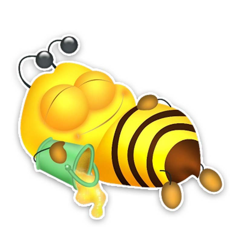 Autocollant Abeille en pleine sieste après un festin de miel