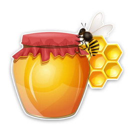 Autocollant Abeille et grand pot de miel en PVC 15.6CM x 15.1CM