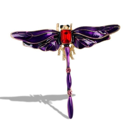 Broches Libellule en Cristal Coloré Violet