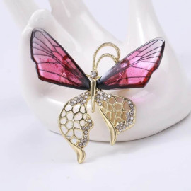 Broche Papillon en Cristal et strass au Design Printanier vue complète