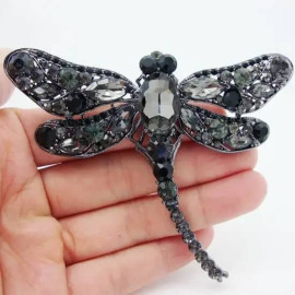 Grande Broche Libellule Ailles en Strass - 7 couleurs au choix
