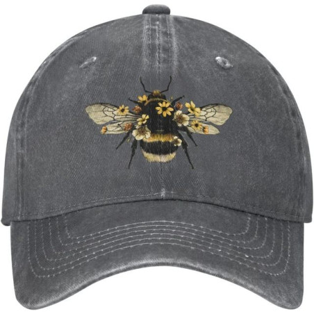 Casquette Abeille en denim Abeille Réaliste Couleur Gris Foncé