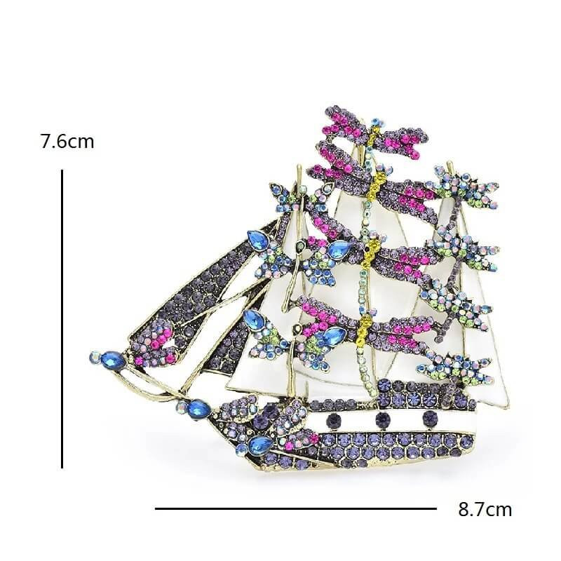 Dimensions Broche Libellule Strass Design Voilier multiples Libéllules