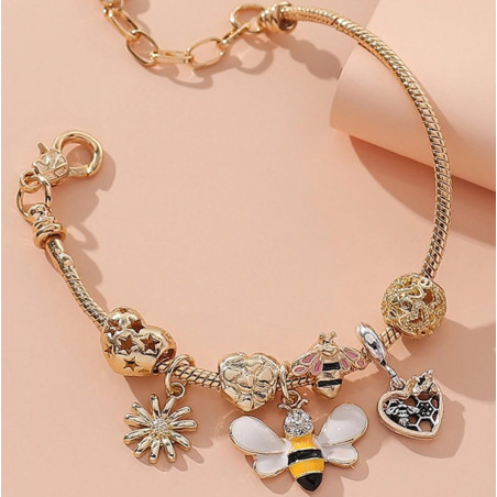 Pendentif abeille avec breloques avec détails
