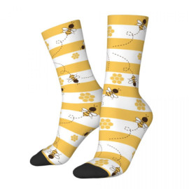 Chaussettes Abeille avec dessins d'abeilles et nid d'abeille