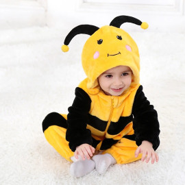 Grenouillère Barboteuse Bébé Abeille à capuche