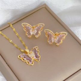 Ensemble Collier et Boucles d'oreilles Papillon
