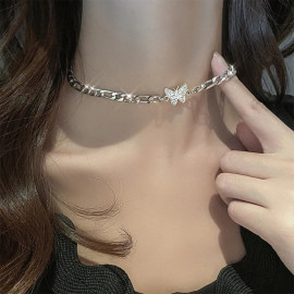 Collier papillon Plein Strass ras de cou