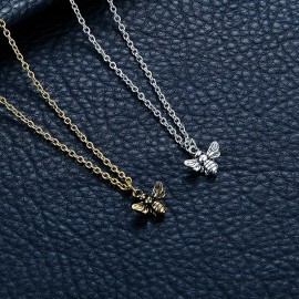Collier pendentif abeille classique en or ou en argent