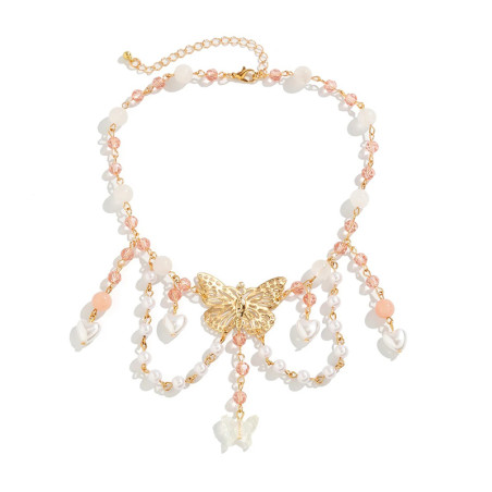 Collar Mariposa Dorada con Perlas | Idea Regalo Mujer Original
