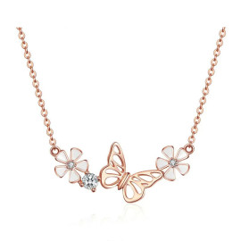 Magnifique Collier papilion scintillant vol de 3 papillons et pendants