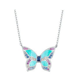 détails fermoir Collier papillon en argent sterling multicolore