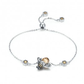 Bracelet en argent  chaîne à maillons en forme d'abeille dansante