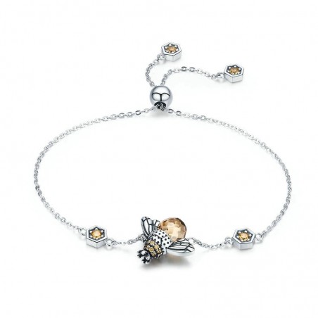 Bracelet en argent  chaîne à maillons en forme d'abeille dansante