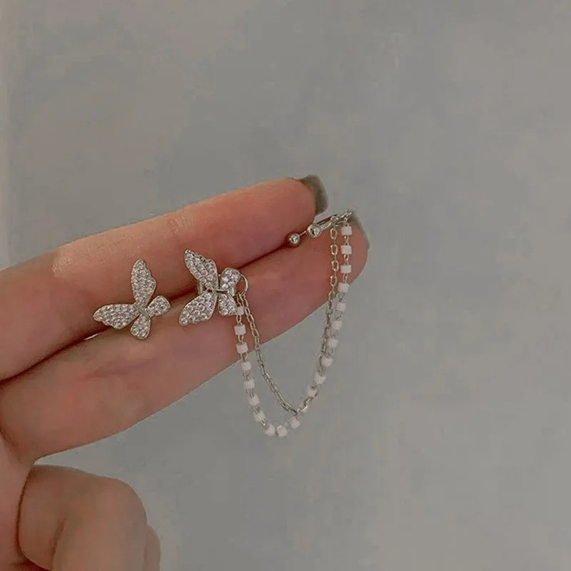 Boucles d'oreilles papillon - couleur argent