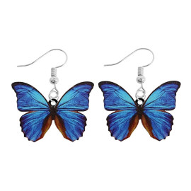 Boucles d'oreilles papillon aux tons bleus et violet - modèle bleu