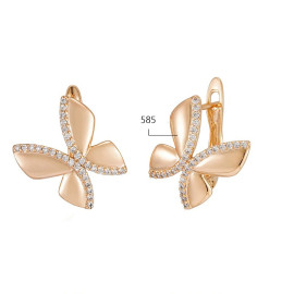 dimensions Boucles d'oreilles papillon en or rose