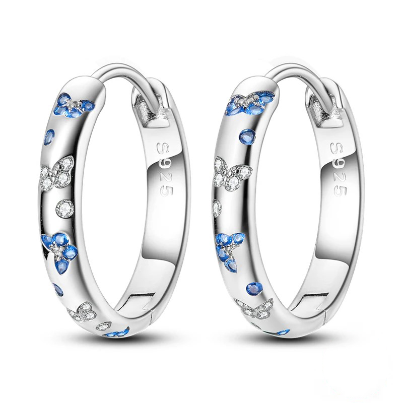 Pendientes de Mariposa en Plata 925 con Strass Azul y Blanco 🦋