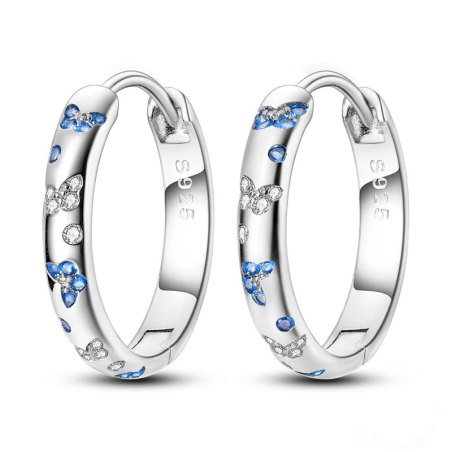 Pendientes de Mariposa en Plata 925 con Strass Azul y Blanco 🦋