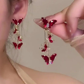 Boucles d'oreilles papillon vols de papillons rouge