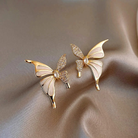 Boucles d'oreilles papillon avec papillonsd délicatements dorés et strass