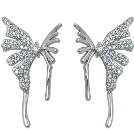 vue détaillées des Boucles d'oreilles papillon avec papillons design et strass
