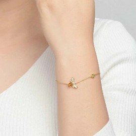 Bracelet en argent 925 naturel jaune cristal d'abeille joliement porté