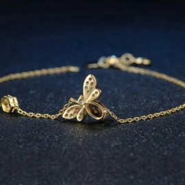 Bracelet en argent 925 naturel jaune cristal d'abeille vur arriere