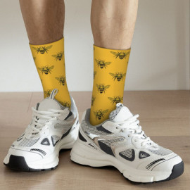 Vue Portée des Chaussettes Abeilles Reine en Coton - Design Royal et Amusant
