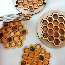 vue détails Dessous de verre Abeille Nid d'Abeilles
