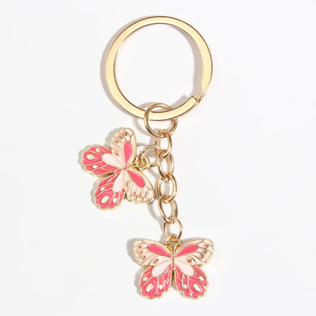 Porte-clés papillon coloré - couleurs rose