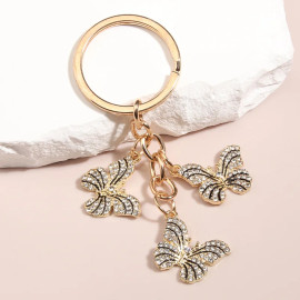 Porte-clés papillon en strass étincelant