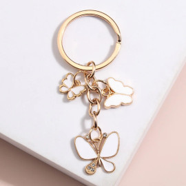Porte-clés papillon avec strass étincelant - couleur blanc