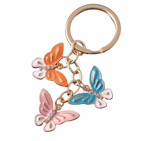Trois grands porte-clés en forme de papillon