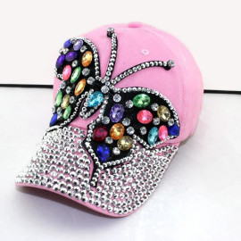 Casquette Papillon en denim colorée à gros papillons - Couleur Rose