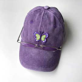 Casquette Papillon Violet Brodé