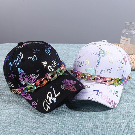 Casquette Papillon Graffitis Papillons Colorés et Chaîne 6 couleurs