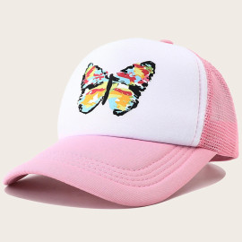 Casquette de baseball Grand Papillon Coloré en maille respirante - Couleur Rose