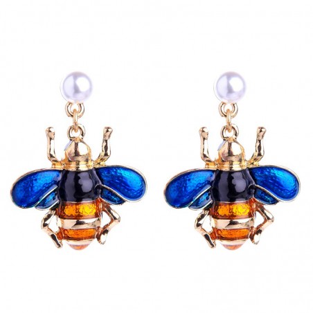 boucles d'oreilles pendantes en crista bleu