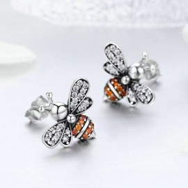 Boucles d'oreilles abeille en argent