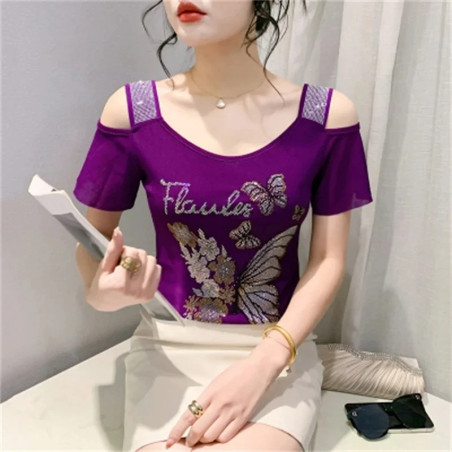 Chemise à manches courtes Flawles and Butterfly Violet