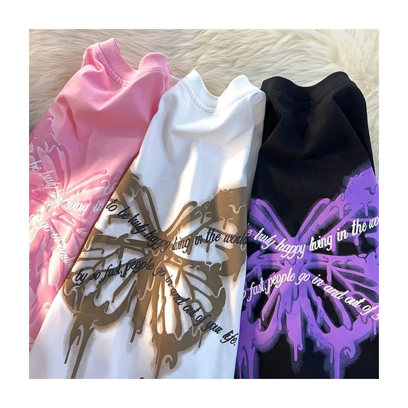 Magnifique Grand T-shirt avec Grand Papillons et messages - 3 couleurs au choix !