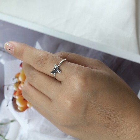 Bague ouverte abeille en argent Sterling 925 pour femme