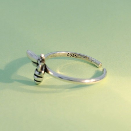 magnifiue bague ouverte abeille en argent Sterling 925 pour femme