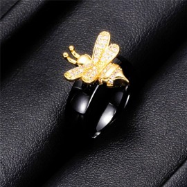 ague en cristal avec abeille or en céramique noire