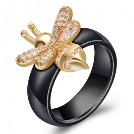 Bague en cristal abeille en céramique noire