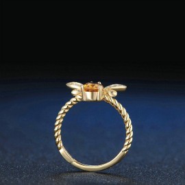 belle bague abeille en cristal jaune